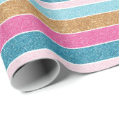 Fun Farbenfrohe Regenbogen Streifen Imitate Glitze Geschenkpapier (Rolleneckpunkt)