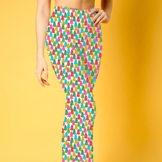 Fun farbenfrohe Weihnachtsbaummuster Leggings
