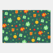 Fun farbenfrohe Weihnachtsmuster Geschenkpapier Set (Vorderseite 3)