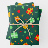 Fun farbenfrohe Weihnachtsmuster Geschenkpapier Set (Beispiel)