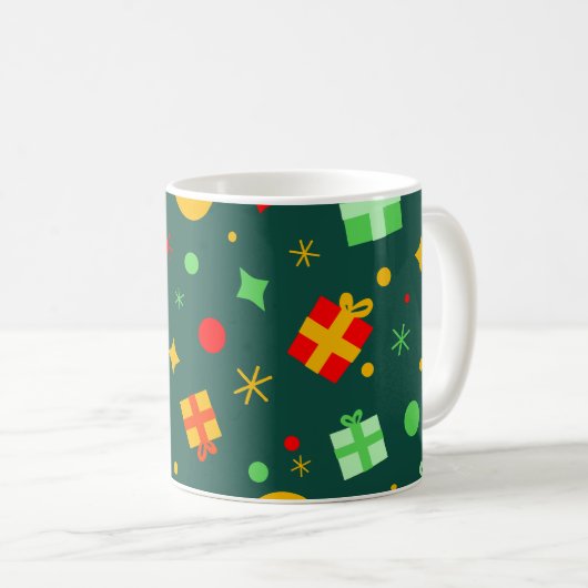 Fun farbenfrohe Weihnachtsmuster Kaffeetasse (VorderseiteRechts)