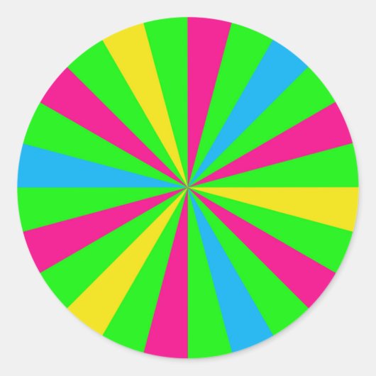 Fun farbenfroher Neon Sunburst Sticker (Vorderseite)