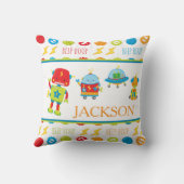 Fun farbenfroher Robot Beep Boop Muster Kid Kissen (Rückseite)