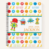 Fun farbenfroher Robot Beep Boop Muster Kid Notizblock (Vorderseite)