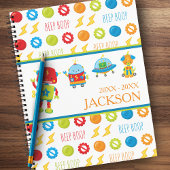 Fun farbenfroher Robot Beep Boop Muster Kid Notizblock