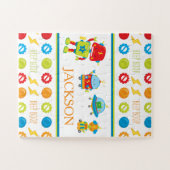 Fun farbenfroher Robot Beep Boop Muster Kid Puzzle (Horizontal)