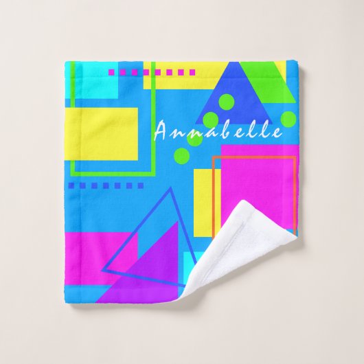 FUN FARBIGE MUSTER VON FORMEN, LINIEN, DOTS & NAME WASCHLAPPEN (Waschlappen)