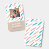 Fun farbiges Bleistiftmuster Primärlehrer-Foto Ausweis (Vorder- & Rückseite)