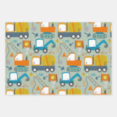 Fun-farbiges Digger Truck Muster Geschenkpapier Set (Vorderseite 3)
