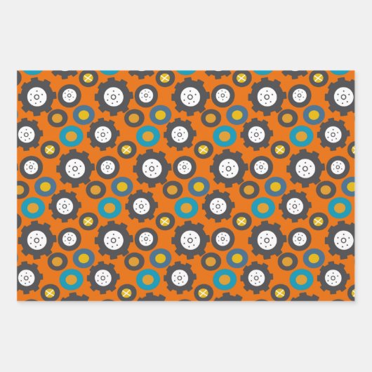 Fun-farbiges Digger Truck Muster Geschenkpapier Set (Vorderseite 2)