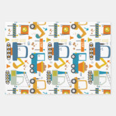 Fun-farbiges Digger Truck Muster Geschenkpapier Set (Vorderseite)