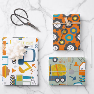 Fun-farbiges Digger Truck Muster Geschenkpapier Set