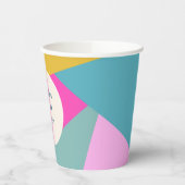 Fun farbiges geometrisches, individuelles Brautpar Pappbecher (Links)