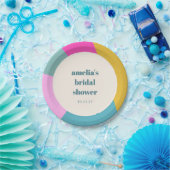 Fun farbiges geometrisches, individuelles Brautpar Pappteller (Party)