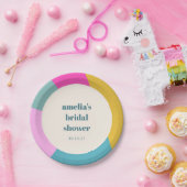 Fun farbiges geometrisches, individuelles Brautpar Pappteller (Party)