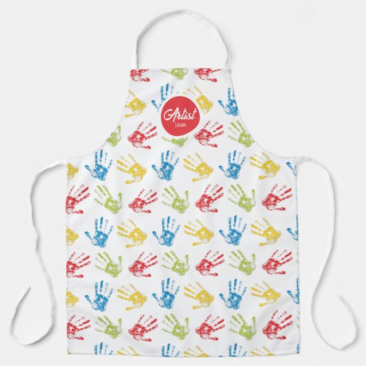 Fun farbiges Handprint Muster Schürze (Vorderseite)