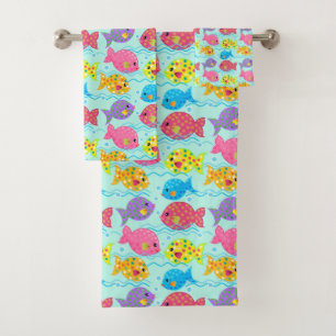 Fun-farbiges Sommerfisch-Muster Badhandtuch Set