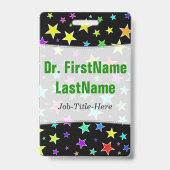 Fun, farbiges Sternmuster Personalisierter Name Ausweis (Rückseite)