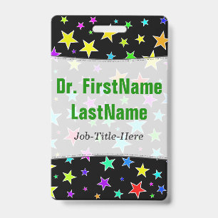 Fun, farbiges Sternmuster Personalisierter Name Ausweis