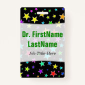 Fun, farbiges Sternmuster Personalisierter Name Ausweis (Vorderseite)
