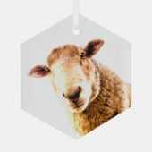Fun Farm Animal Sheep Ornament Aus Glas (Rückseite)