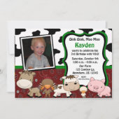 Fun Farm Kids Foto Geburtstag Einladung (Vorderseite)