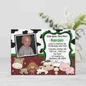 Fun Farm Kids Foto Geburtstag Einladung (Stehend Vorderseite)