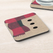 Fun Farmhouse Burlap Snowman Karierter Scarf & But Getränkeuntersetzer (Linke Seite)