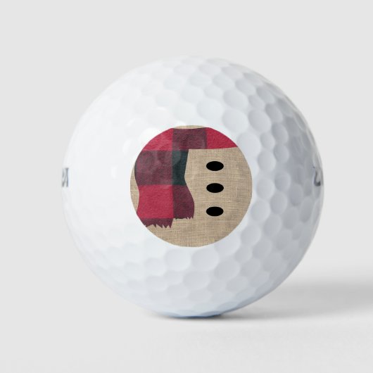 Fun Farmhouse Burlap Snowman Karierter Scarf & But Golfball (Vorderseite)