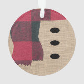 Fun Farmhouse Burlap Snowman Karierter Scarf & But Ornament (Rückseite)