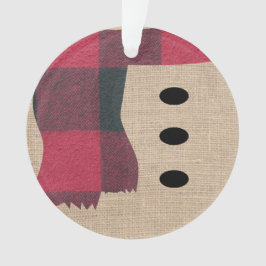 Fun Farmhouse Burlap Snowman Karierter Scarf & But Ornament
