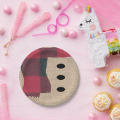 Fun Farmhouse Burlap Snowman Karierter Scarf & But Pappteller (Party)