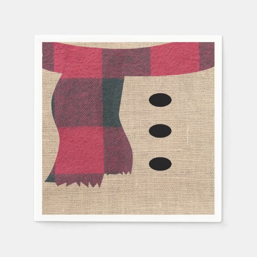 Fun Farmhouse Burlap Snowman Karierter Scarf & But Serviette (Vorderseite)