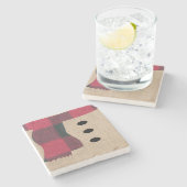 Fun Farmhouse Burlap Snowman Karierter Scarf & But Steinuntersetzer (Seitenansicht)