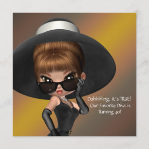 Fun Favorite Diva Frauen Schwarz 40. Geburtstag Pa Einladung