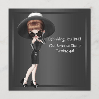Fun Favorite Diva Womans Black 40. Geburtstag Part Einladung