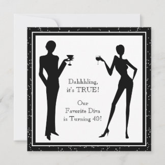 Fun Favorite Diva Womans Black 40. Geburtstag Part Einladung