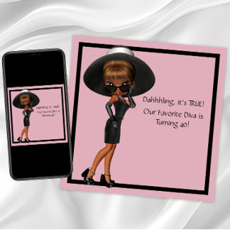 Fun Favorite Diva Womans Black 40. Geburtstag Part Einladung