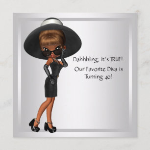 Fun Favorite Diva Womans Black 40. Geburtstag Part Einladung