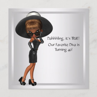 Fun Favorite Diva Womans Black 40. Geburtstag Part Einladung