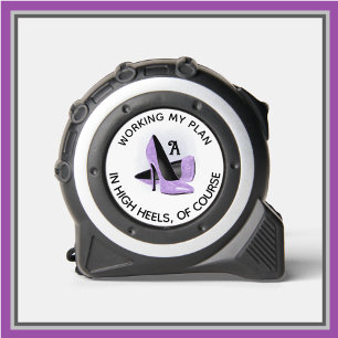 Fun Fem Lila Glam Heels Monogram Maßband