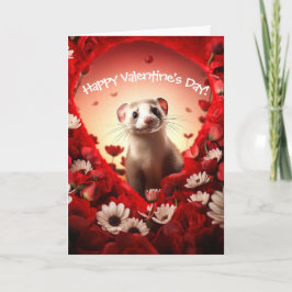 Fun Ferret in Blume Valentinstag Feiertagskarte