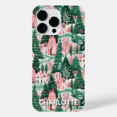 Fun festes Pink & Green Preppy Xmas Muster iPhone Hülle (Rückseite)