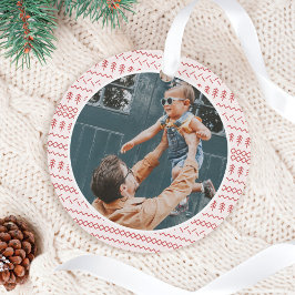 Fun festes rotes gestepptes Muster Ornament