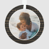 Fun festes schwarz gestepptes Muster Foto Ornament (Rückseite)