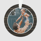 Fun festes schwarz gestepptes Muster Foto Ornament (Vorderseite)