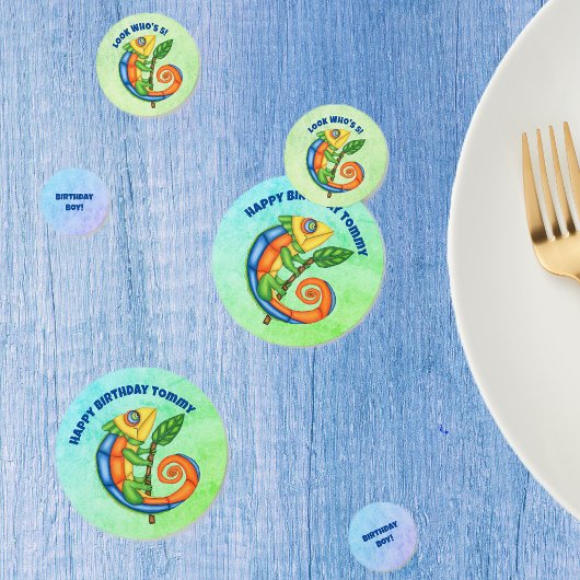 Fun Festival Birthday Lizard Bright Colors Leaf Konfetti