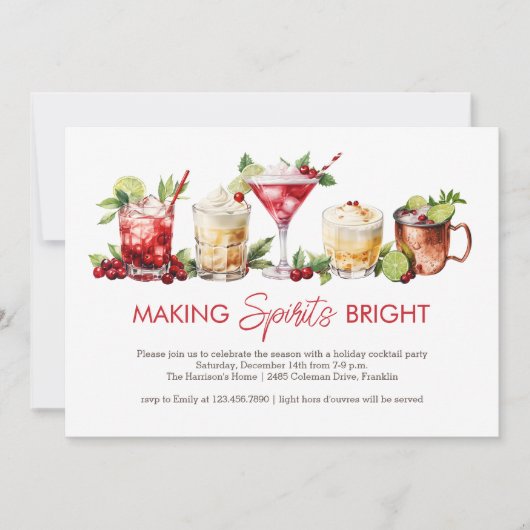 Fun Festivals Weihnachts-Cocktail-Party Einladung (Vorderseite)