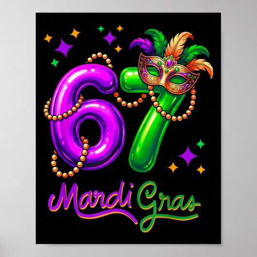 Fun Festive 67 Mardi Gras Party Balloons Beads Mas Poster (Vorne)
