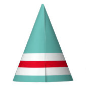 Fun Festive Aqua Aquamarin Red White Racing Streif Partyhütchen (Rückseite)